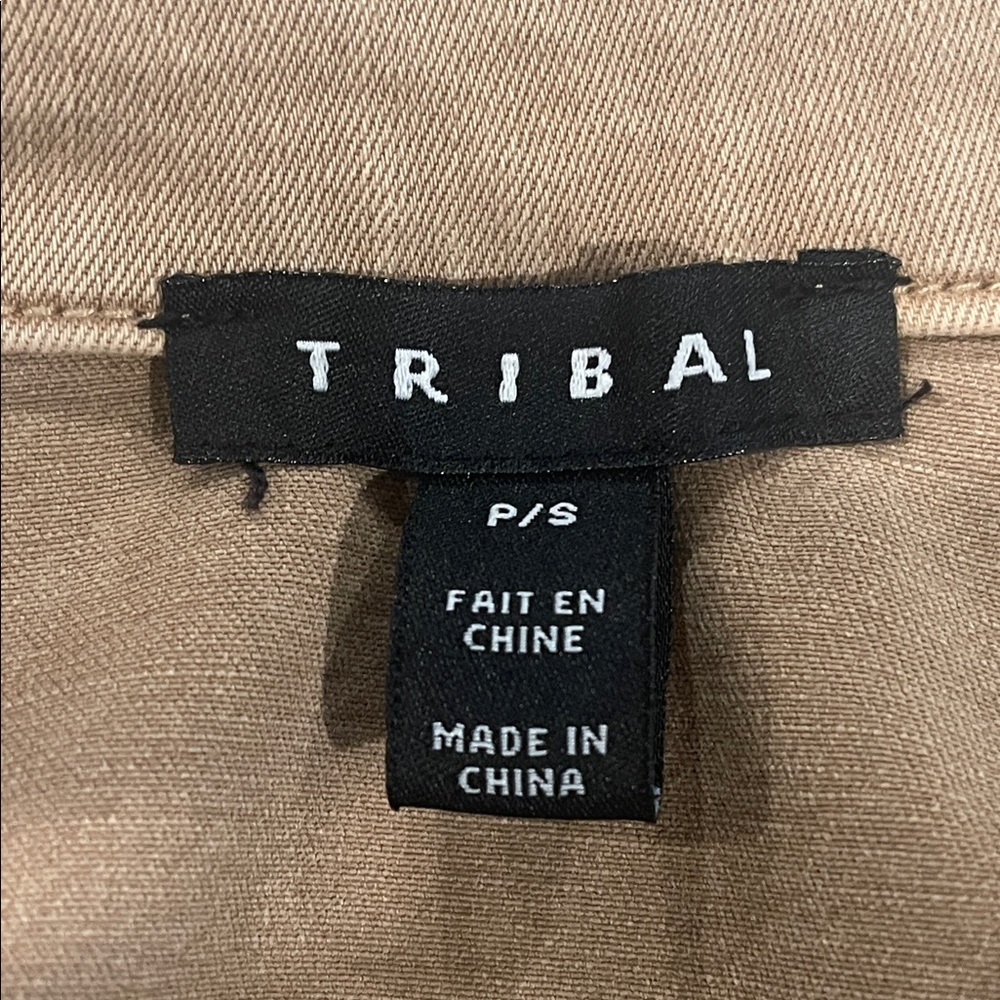 Tribal Preppy Khaki Denim Jean Jacket Size PS - Picture 7 of 8
